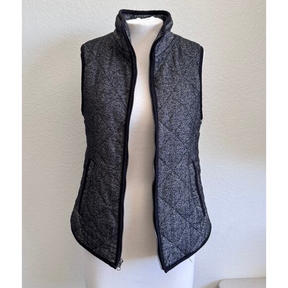 Haven Outerwear Women's Herringbone Quilted Zip-Up Black and White Vest Size S - Picture 1 of 5
